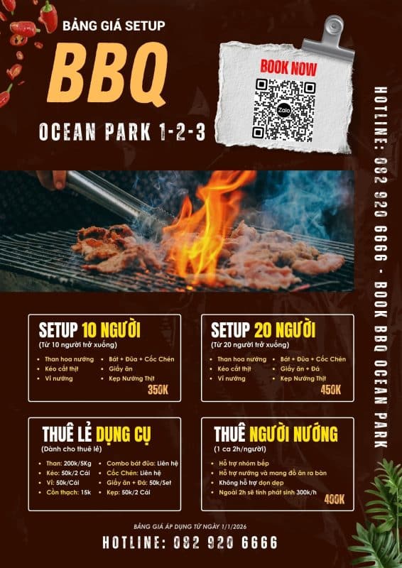 Dịch vụ đặt bếp nướng BBQ tại Vinhomes Ocean Park 1 4 Goi Setup BBQ 2026